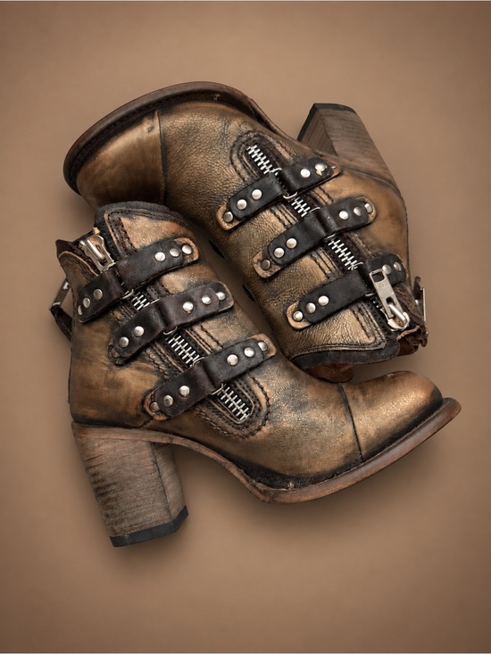 Freebird by Steven Shoes - Freebird Beckett Bronze Leather Studded Booties Size 8 NEW With Box